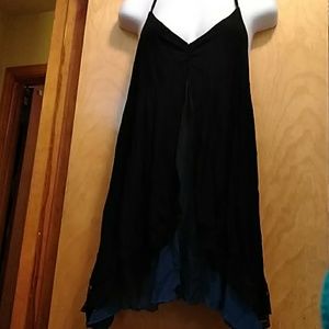 Pleated Turquoise/Blk Spaghetti Strap Blouse/Dress